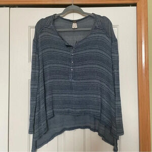 Free People Waffle Knit Henley Top